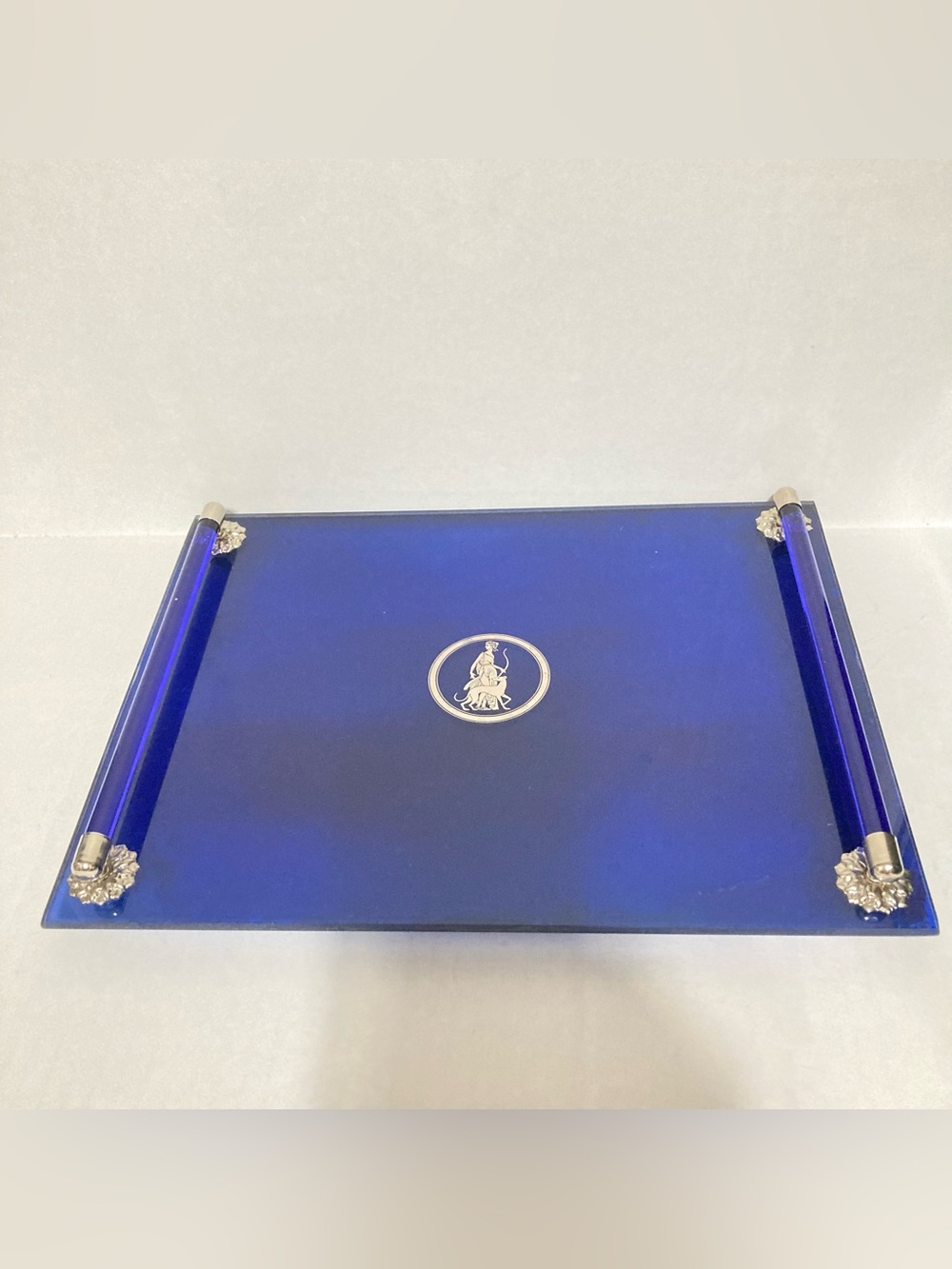 Vintage AVON “Moonwind” Cobalt Blue Vanity Tray with Silver Accent